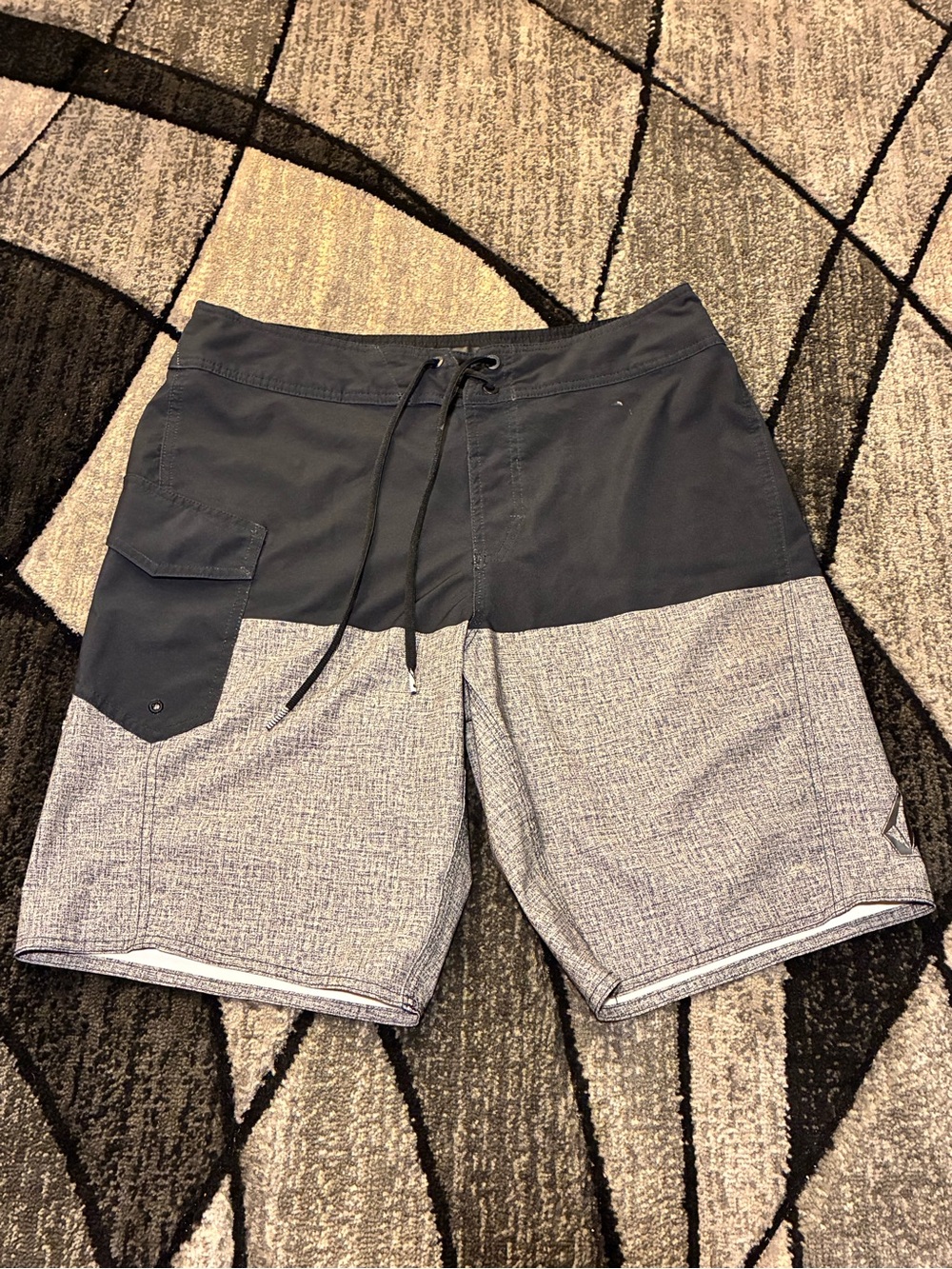 Volcom Black and Heather Gray Two-Tone Board Shorts